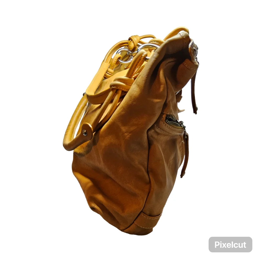 Preloved Mustard Colored Nuovedive Leather Women's Hobo Bag